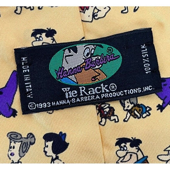 HANNA BARBERA Flintstones Vintage '93 Mens‎  Neck Tie 100% Silk Tie Rack Italy - Picture 4 of 11